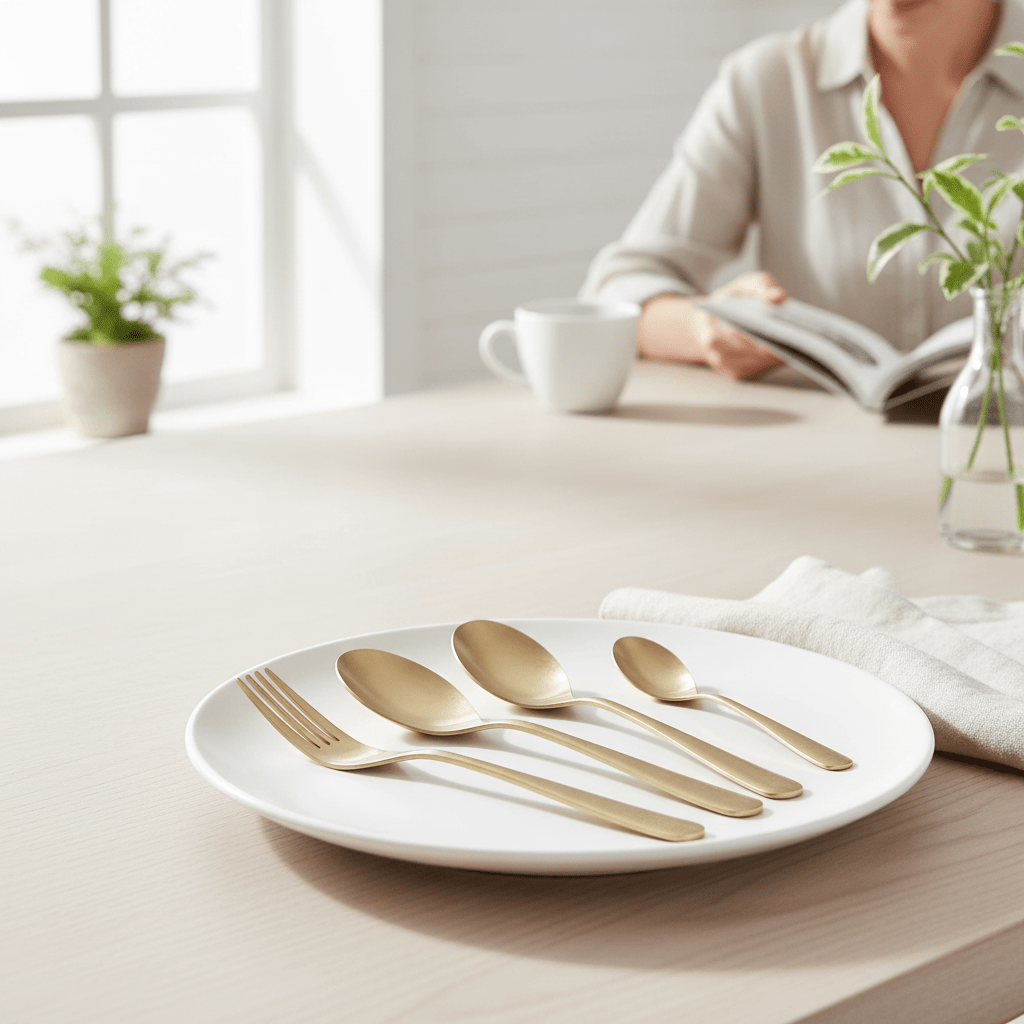 Avie 16 Piece Antique Gold Finish Cutlery Set