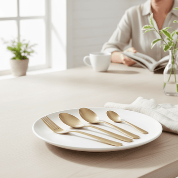 Avie 16 Piece Antique Gold Finish Cutlery Set