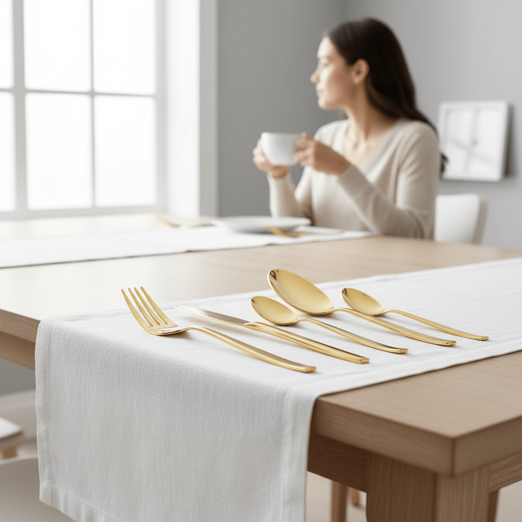 Avie 16 Piece Gold Finish Cutlery Set