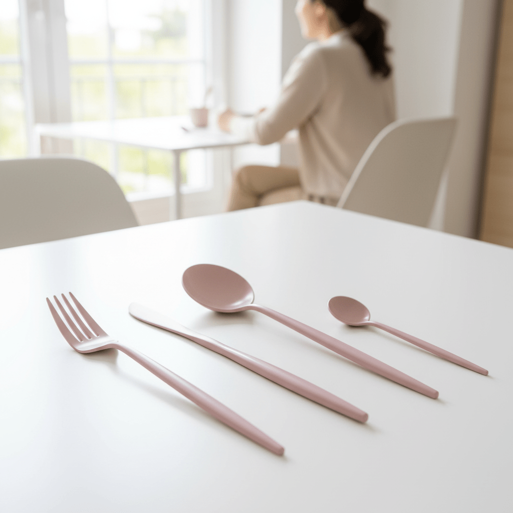 Avie 16 Piece Matte Pink Finish Cutlery Set