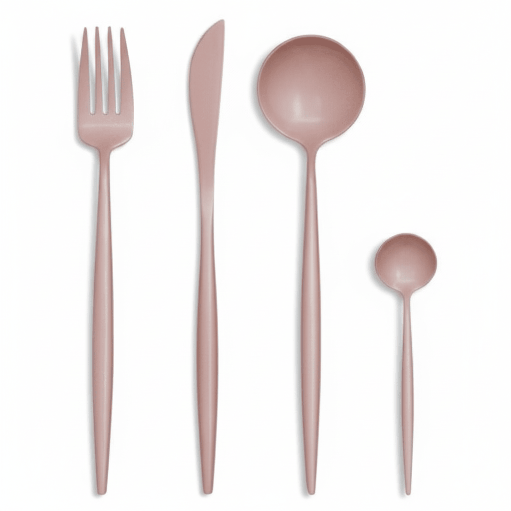 Avie 16 Piece Matte Pink Finish Cutlery Set