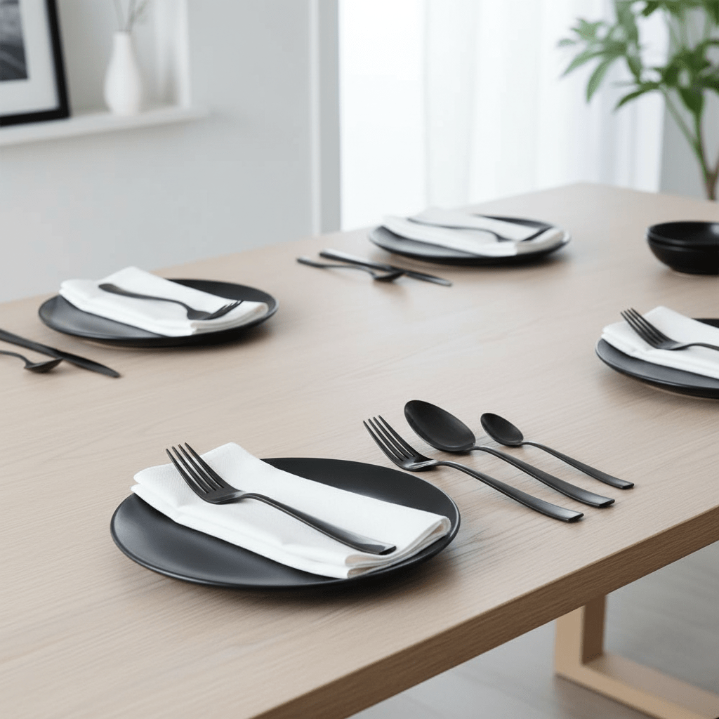 Avie 16 Piece Onyx Cutlery Set