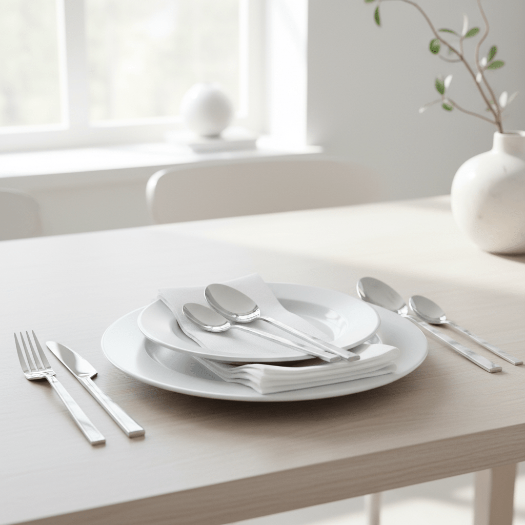 Avie 16 Piece White Faux Marble Cutlery Set
