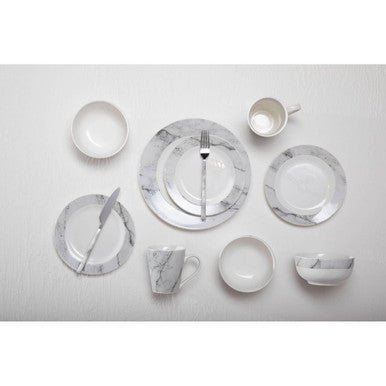 Avie 16 Piece White Faux Marble Cutlery Set