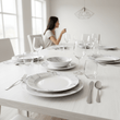 Avie 16Pc White And Grey Marble Effect Dinner Set