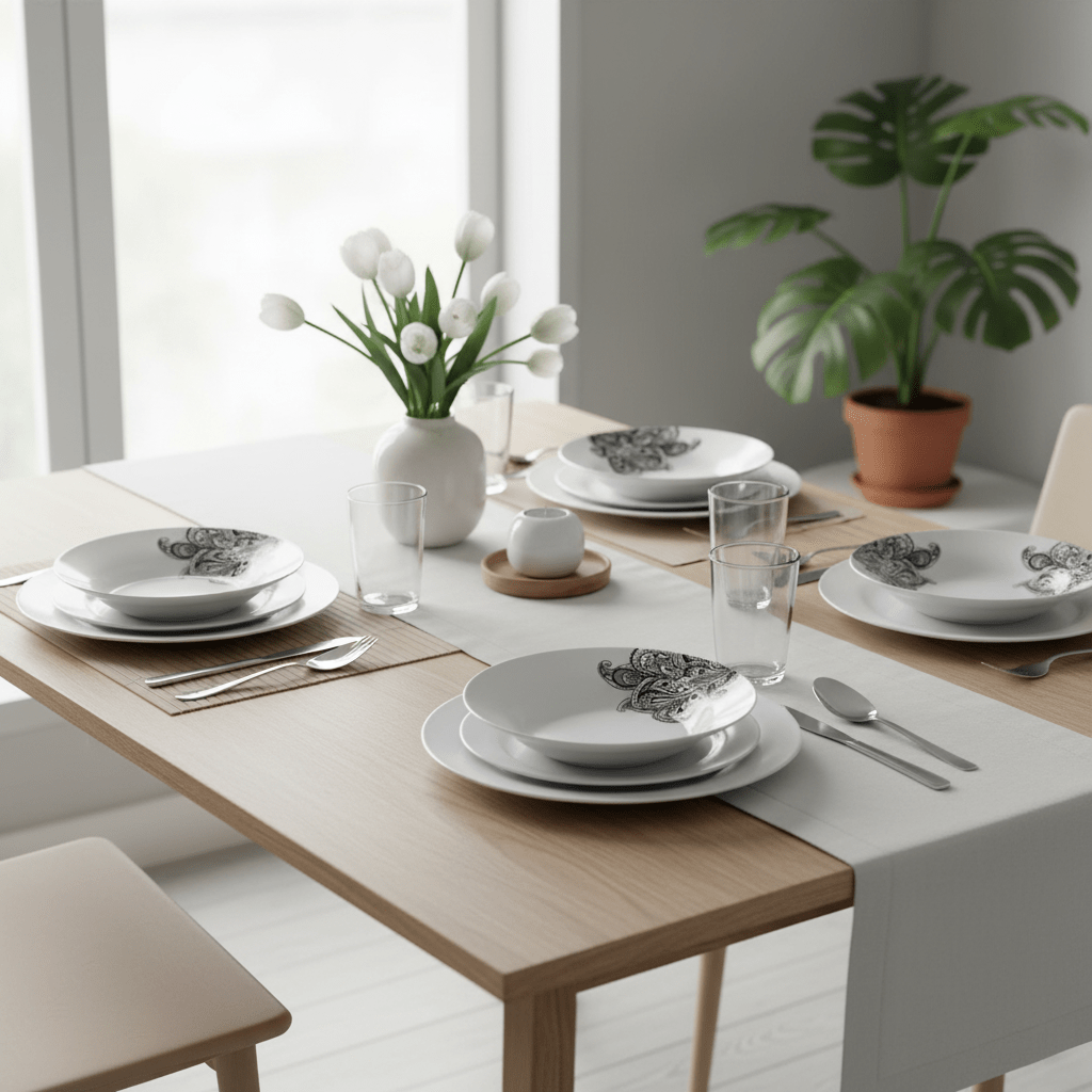 Avie Prince 12 Piece Black Dinner Set