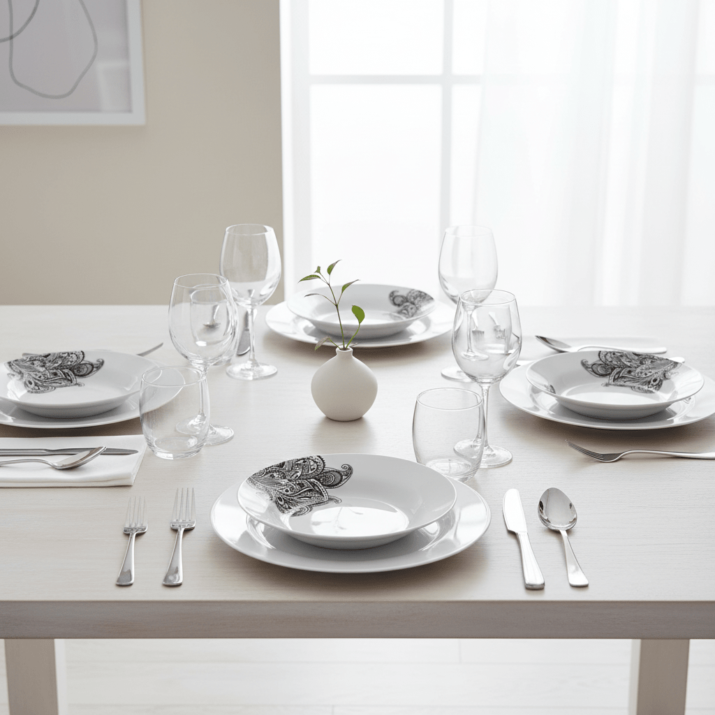 Avie Prince 12 Piece Black Dinner Set