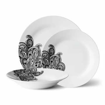 Avie Prince 12 Piece Black Dinner Set