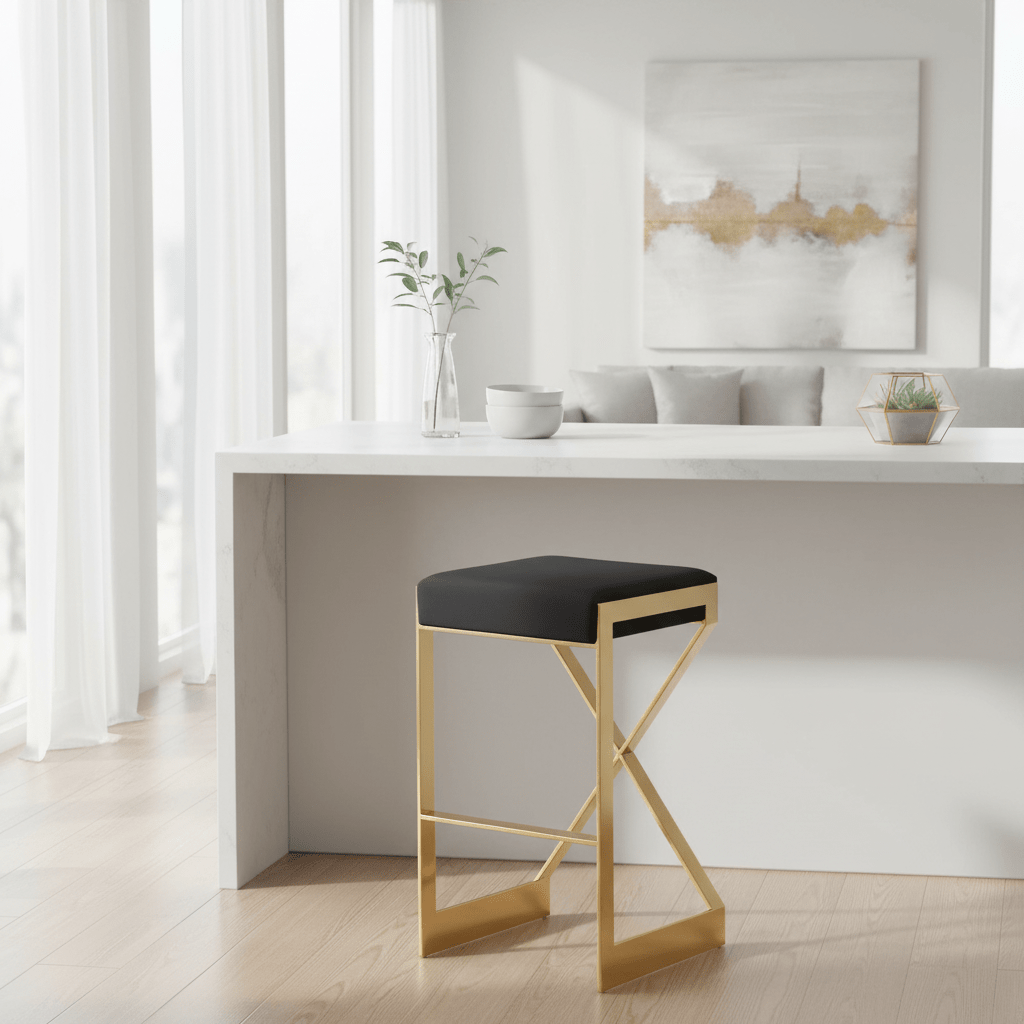 Azalea Black And Gold Finish Bar Stool