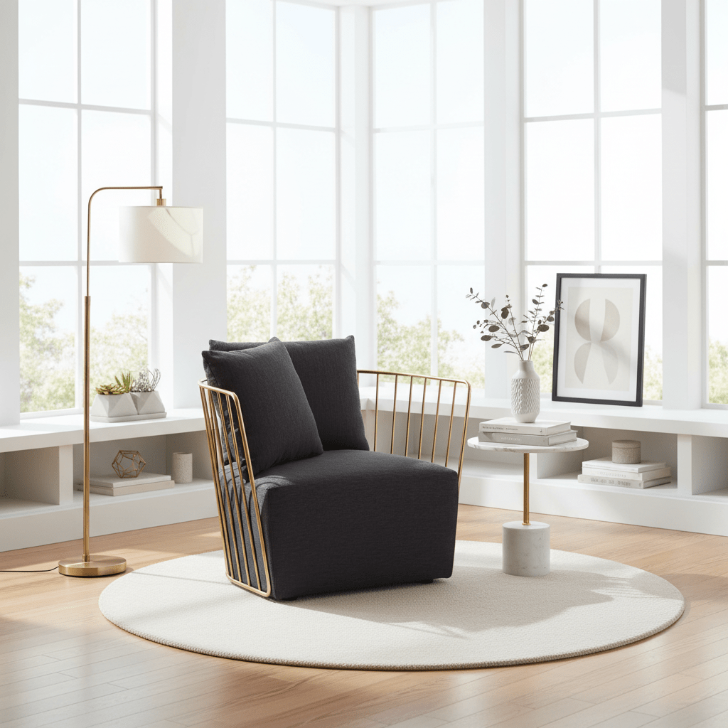 Azalea Black Fabric and Metal Chair