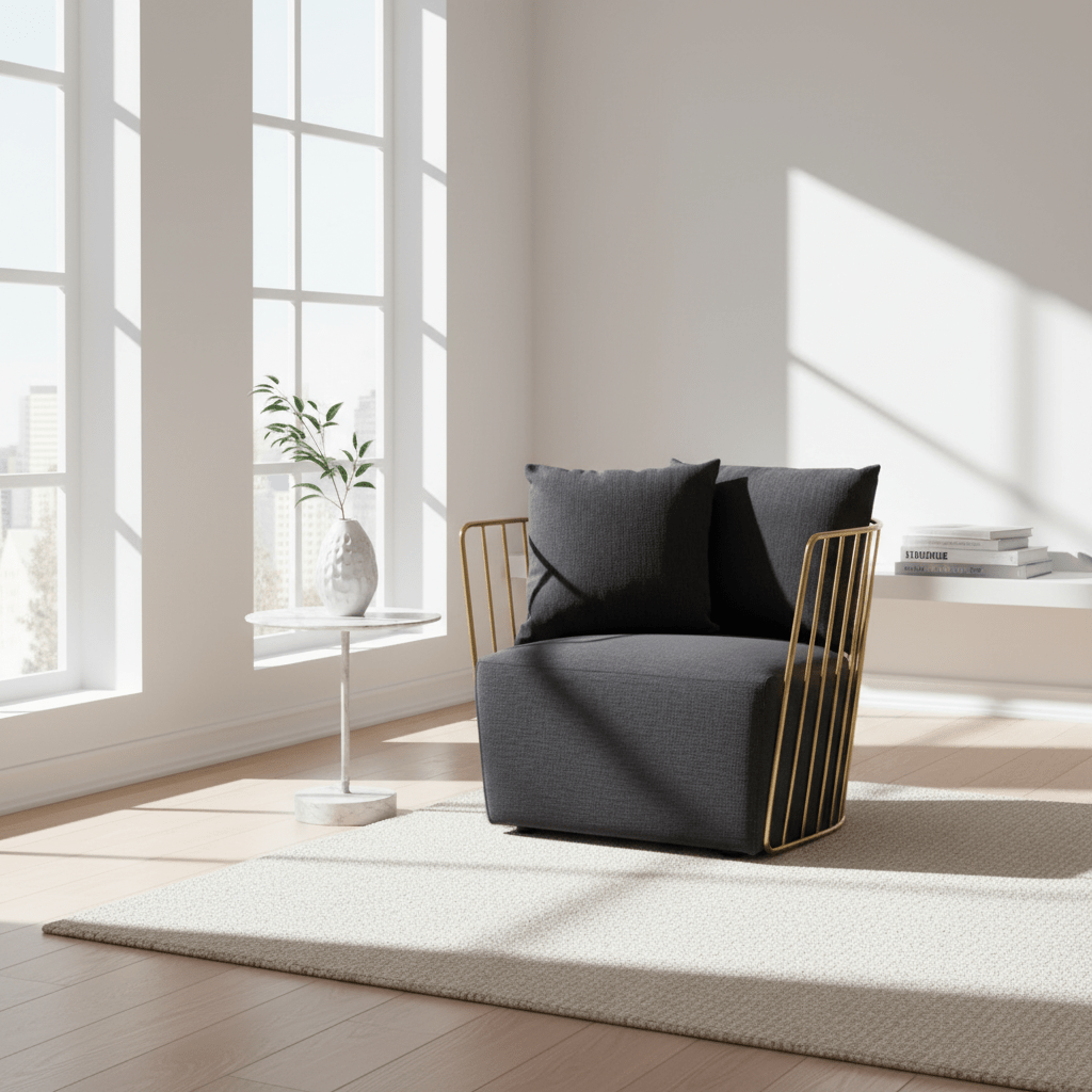 Azalea Black Fabric and Metal Chair