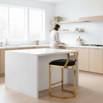 Azalea Black Velvet Bar Stool