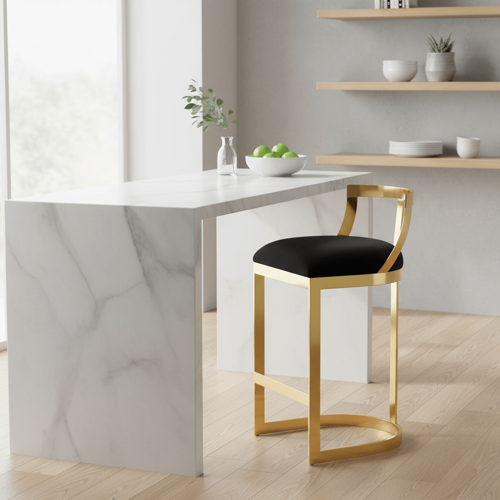 Azalea Black Velvet Bar Stool