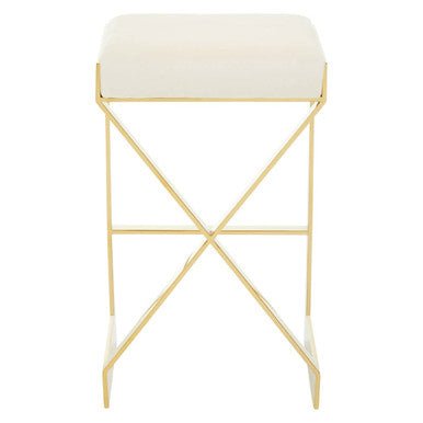 Azalea Ivory And Gold Finish Bar Stool