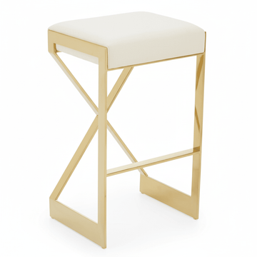 Azalea Ivory And Gold Finish Bar Stool