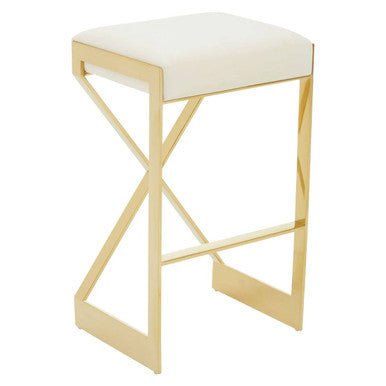 Azalea Ivory And Gold Finish Bar Stool