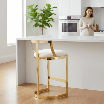 Azalea Ivory Velvet Bar Stool