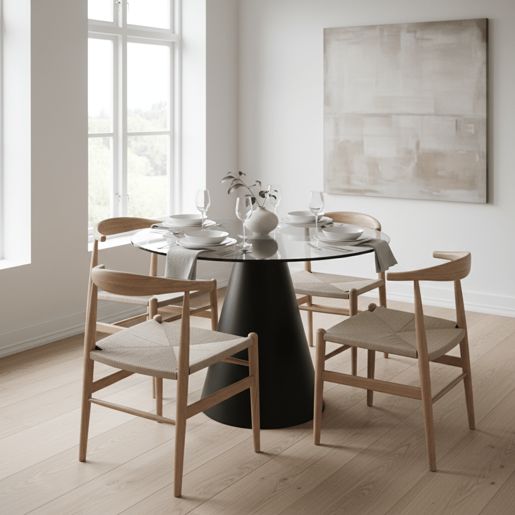 Azalea Round Clear Glass Top Dining Table