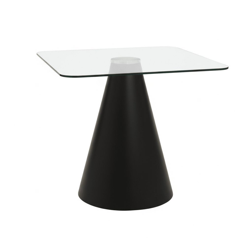Azalea Square Clear Glass Top Dining Table