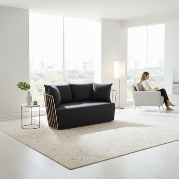 Azalea Two Seat Black Fabric Sofa