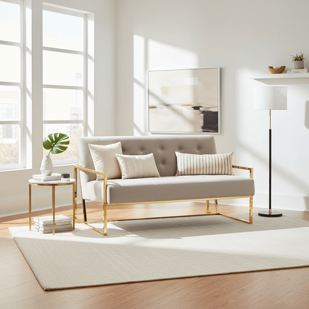 Azalea Two Seat Mink Velvet Sofa
