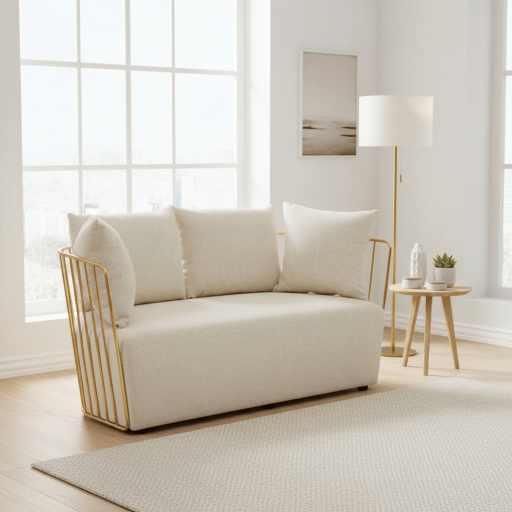 Azalea Two Seat Natural Fabric Sofa