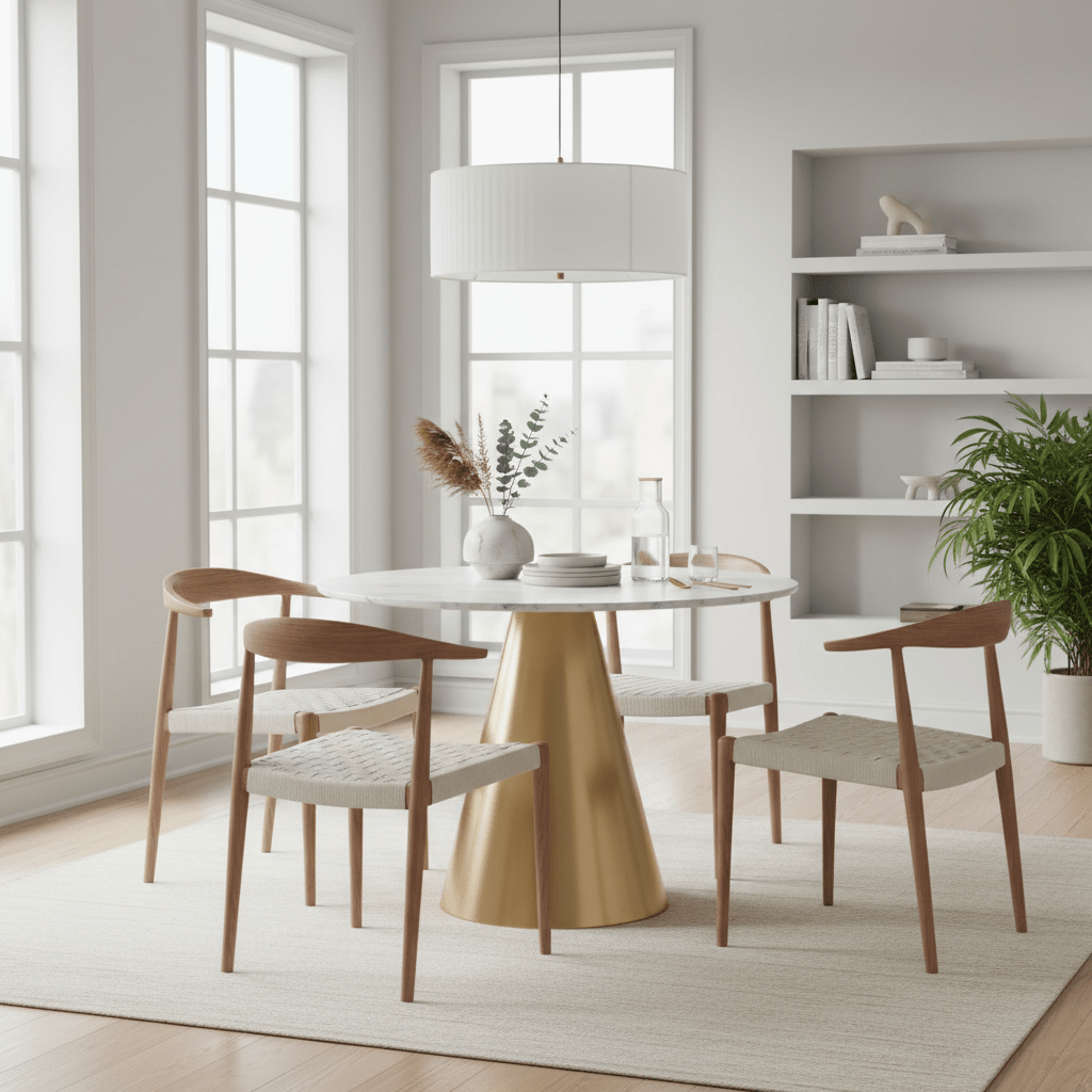 Azalea White Marble Top Dining Table
