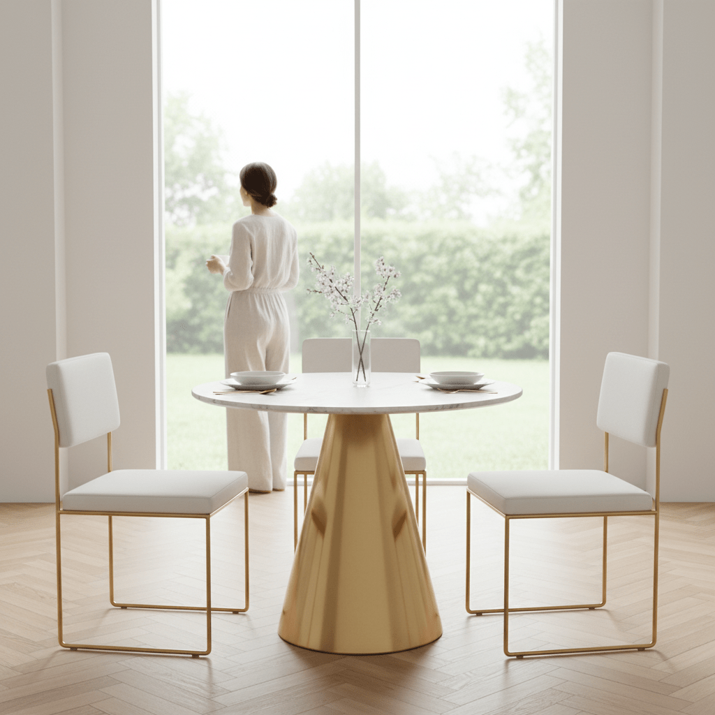 Azalea White Marble Top Dining Table