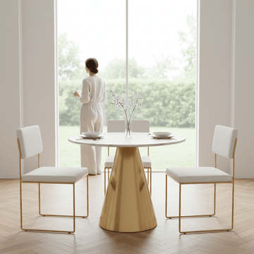 Azalea White Marble Top Dining Table