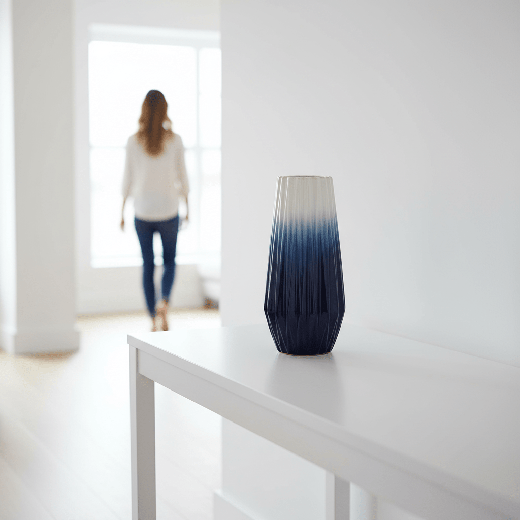 Azul Large Ombre Vase In Blue