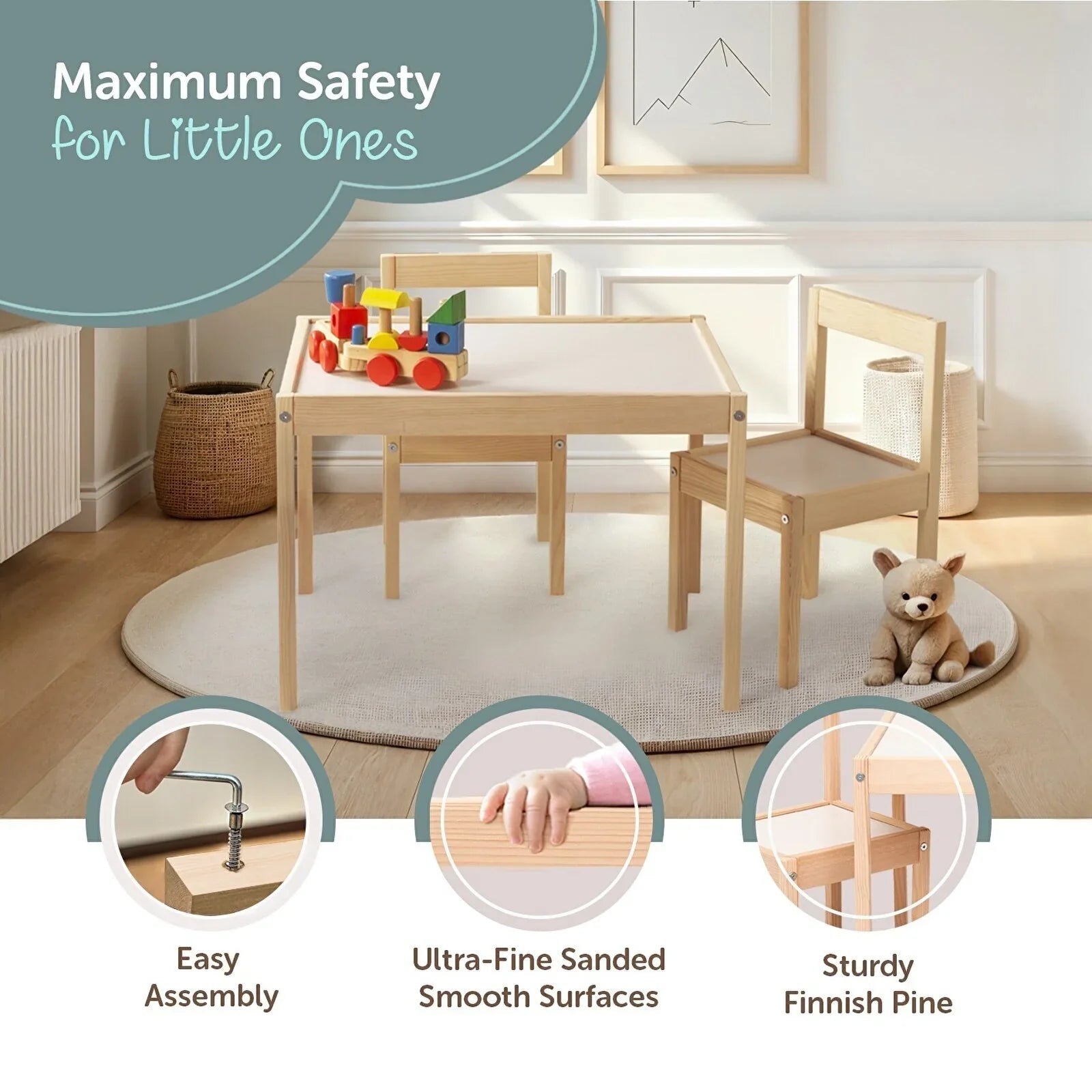 baby toys Montessori Wooden Table & Chair Set