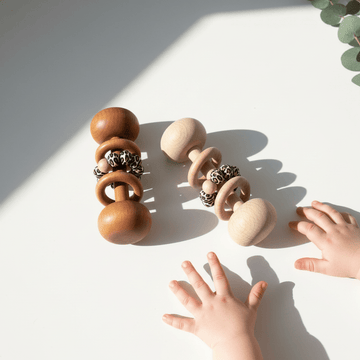 Baby Wooden Rattles, Raw Wooden Toys, Silicone Beads Color Enlightenment Education, Chewable Toys