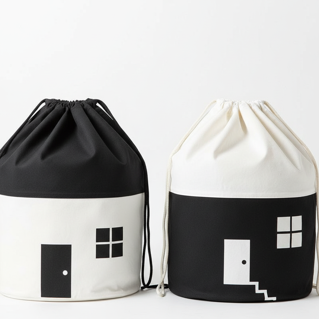 Baby Toy Storage Bag Play Mats Carpet For Children Room Decor Large Capacity Cute House Design Cotton Canvas Mat For Kids