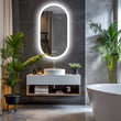 Backlit Smart LED Bathroom Mirror: Oval Dimmable 3 Colors Anti - Fog Mirrors with Light Memory - IP65 CRI95 Large Wall Mounted