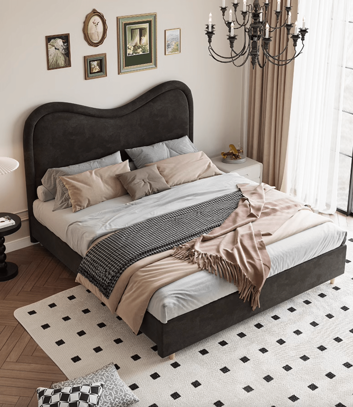 Baeyer King Size / Super King Size Bed, Velvet