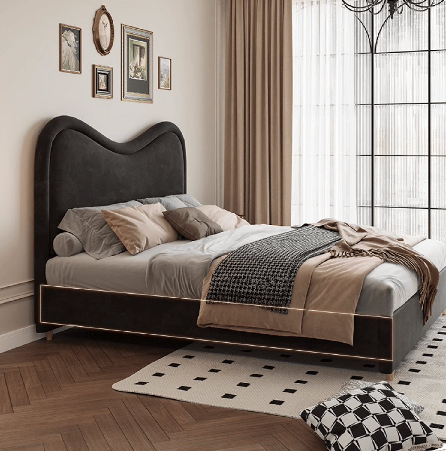 Baeyer King Size / Super King Size Bed, Velvet