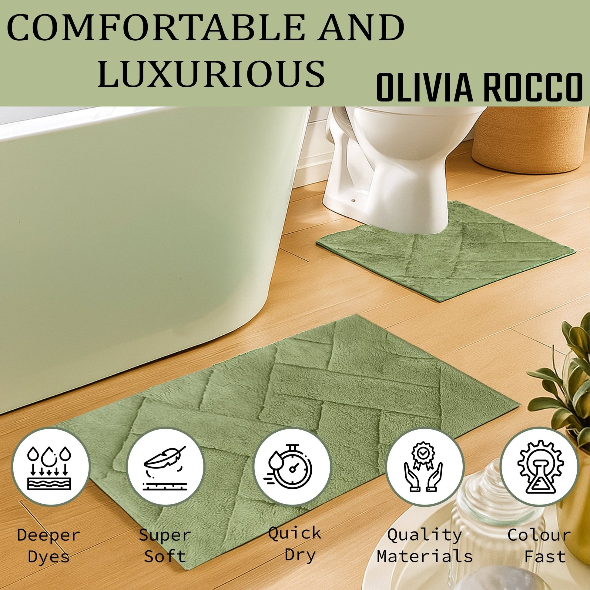 Bali Bath Mat & Pedestal Set Luxurious Super Absorbent Extra - Soft Cotton Mats for Bathroom Comfort and Style in Multiple Colours