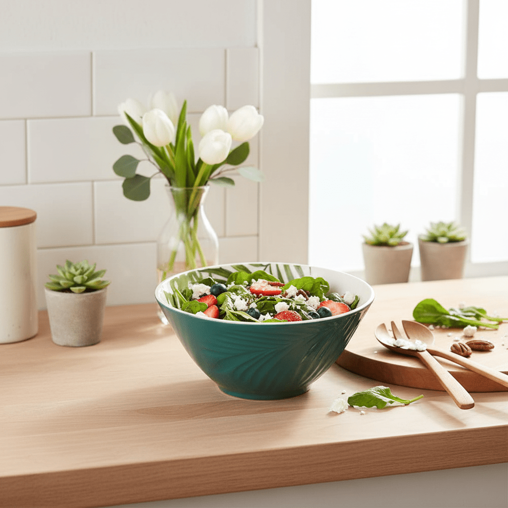 Bali Dark Green Large Salad Bowl