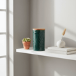 Bali Dark Green Large Storage Jar with Bamboo Lid