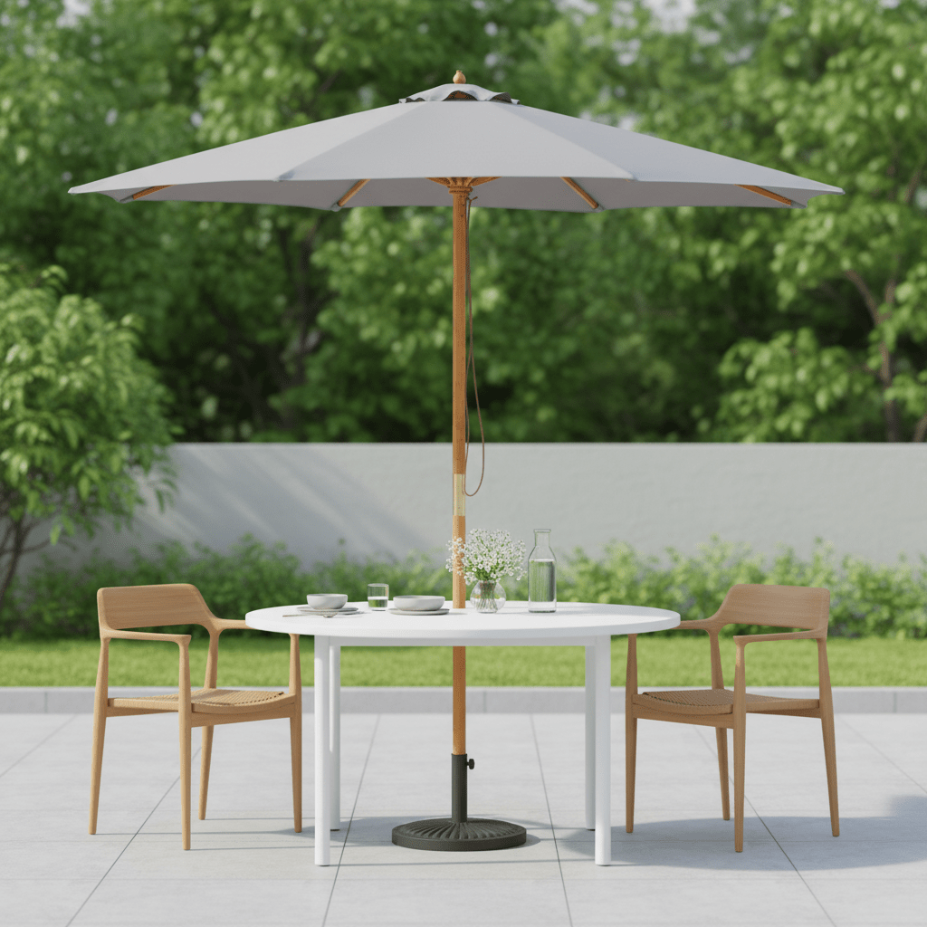 Bali Grey Wooden Parasol 2.85m