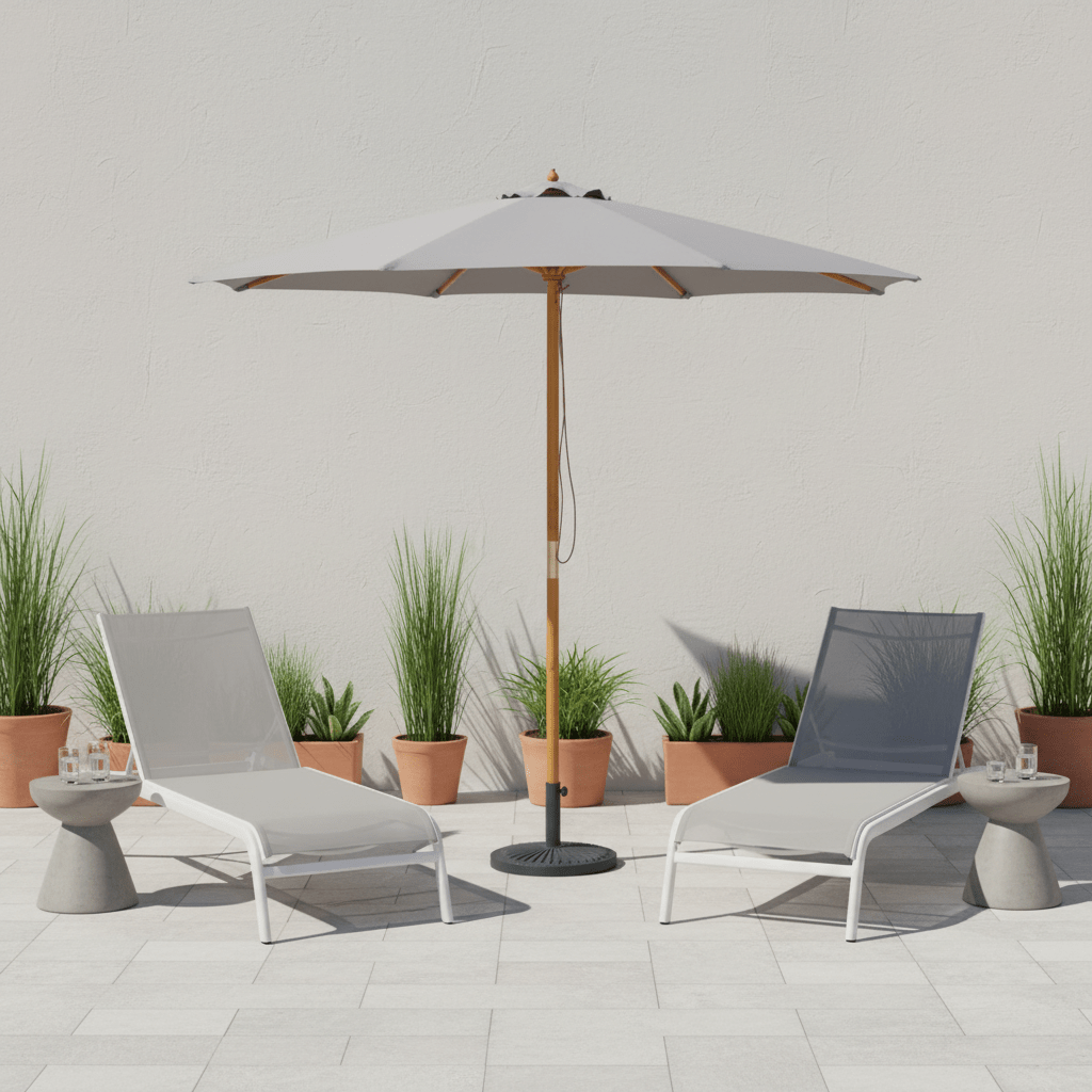 Bali Grey Wooden Parasol 2.85m