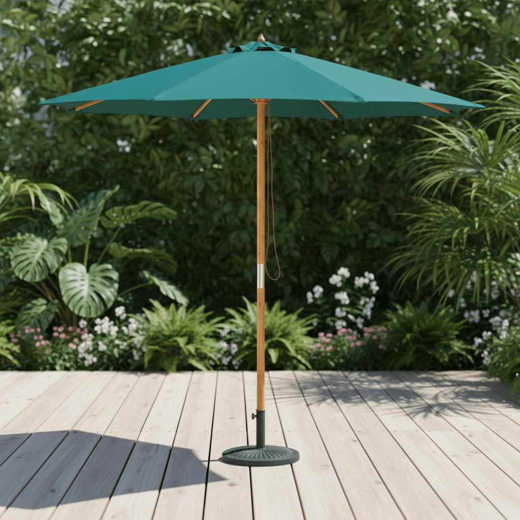 Bali Hunter Green Wooden Parasol 2.85m