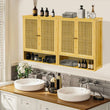 Bamboo Bathroom Wall Cabinet, Over the Toilet, Kitchen Storage, Solid Wood, 3 Shelves, 2 Doors