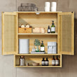 Bamboo Bathroom Wall Cabinet, Over the Toilet, Kitchen Storage, Solid Wood, 3 Shelves, 2 Doors