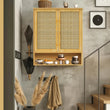 Bamboo Bathroom Wall Cabinet, Over the Toilet, Kitchen Storage, Solid Wood, 3 Shelves, 2 Doors