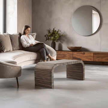 Bambusa Bamboo Inlay Curved Coffee Table