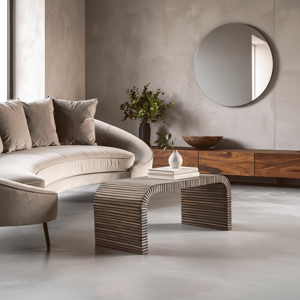 Bambusa Bamboo Inlay Curved Coffee Table