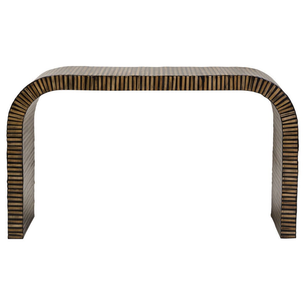 Bambusa Bamboo Inlay Curved Console Table