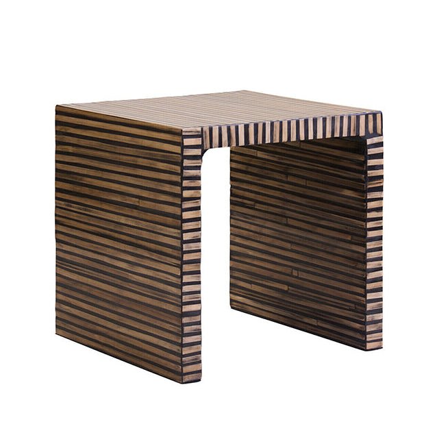 Bambusa Bamboo Inlay Curved Side Table
