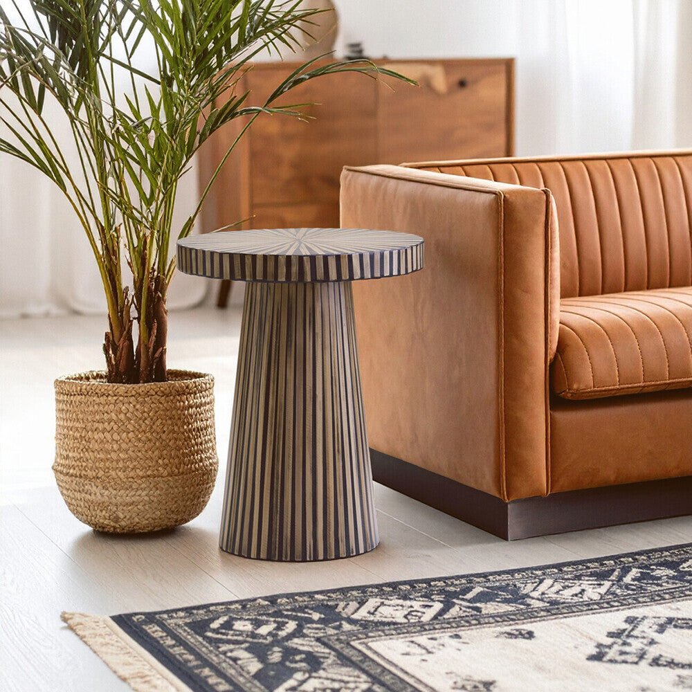 Bambusa Bamboo Inlay Round Side Table